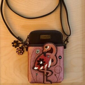 Chala Pink Crossbody Phone Bag with Flamingo Design
